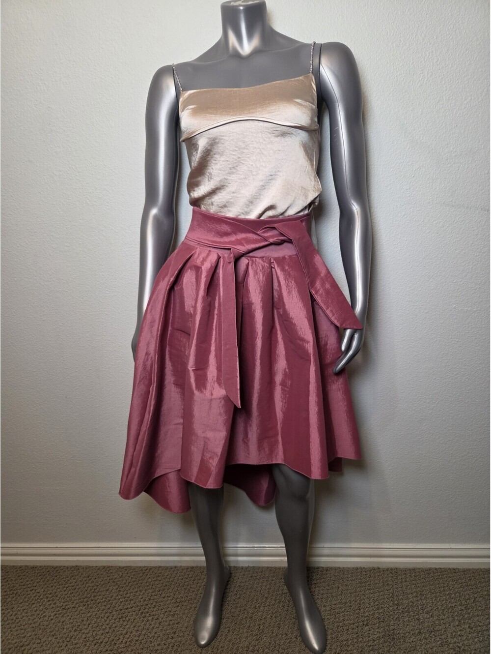 Boutique 5IVE Holiday High Low Hem Asymmetric Tie Sash Midi Skirt M - Picture 1 of 8
